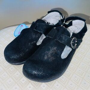 Therafit Chloe Women’s Adjustable Black Leather Clog/Shoe Sz 39 US 8.5-9 NWT
